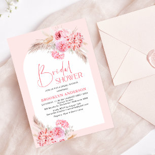 Boho Rosa Arch Blommigt Möhippa Inbjudningar