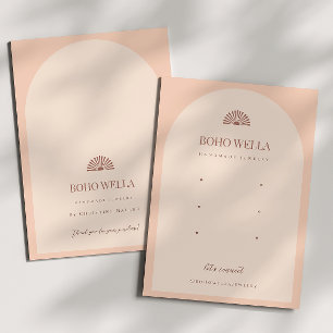 Boho Rosa Arch Earring Visning Card med Logotyp Visitkort