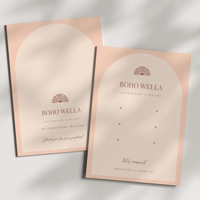 Boho Rosa Arch Earring Visning Card med Logotyp Visitkort (Skapare uppladdad)