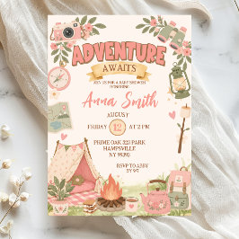 Boho Rosa Äventyr Väntar Bebis Shower Inbjudningar