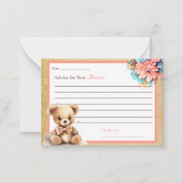 Boho Rosa Bear Baby Shower Adress for Mamma Card Anteckningskort