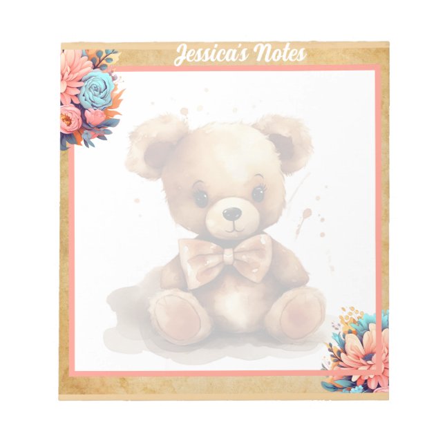 Boho Rosa Bear Baby Shower Anteckningsblock (Framsida)