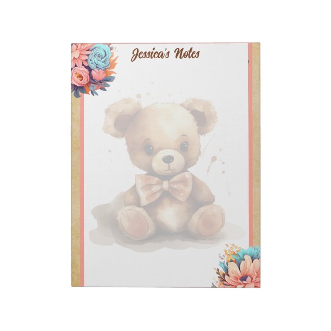 Boho Rosa Bear Baby Shower Anteckningsblock (Roterad)