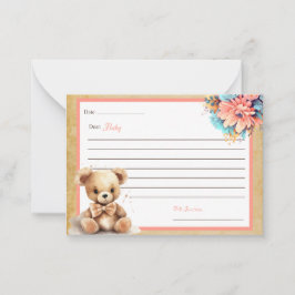 Boho Rosa Bear Baby Shower Bästa Baby-kort Anteckningskort