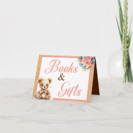 Boho Rosa Bear Baby Shower Bokar and Gifts Kort