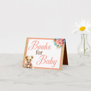 Boho Rosa Bear Baby Shower Bokar för Baby Card Kort
