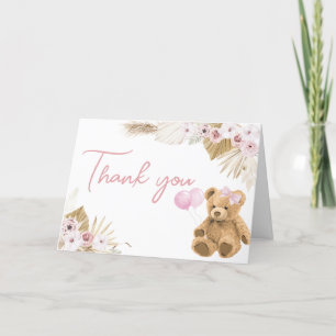 Boho Rosa Bear Baby Shower Tack Kort