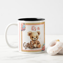Boho Rosa Bear Baby Shower Två-Tonad Mugg