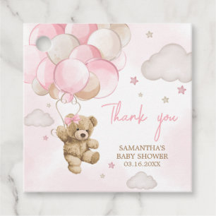 Boho Rosa Bear Balloon Baby Shower Gåvor Etiketter