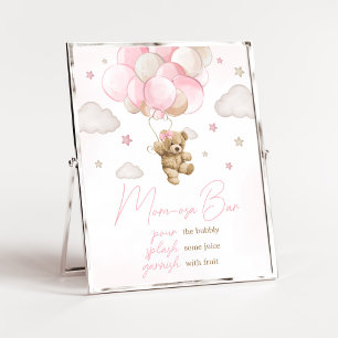 Boho Rosa Bear Balloon Baby Shower Mamma Osa Pub Poster