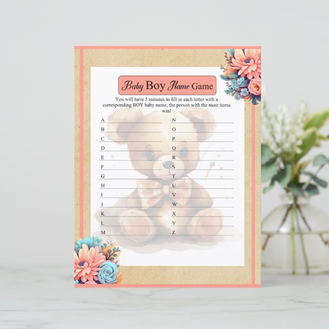 Boho Rosa Bear Pojke Namn Game (Stående Fram)