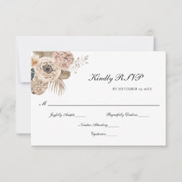 Boho Rosa Beige Blommigt Botanical Elegant bröllop OSA Kort
