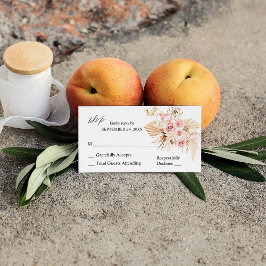 Boho Rosa & Beige Blommigt Pampas 2SM No Meal OSA Tilläggskort