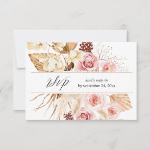 Boho Rosa & Beige Blommigt Pampas med OSA av målti Kort