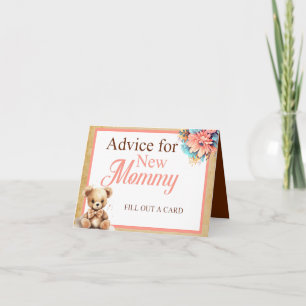 Boho Rosa Björn Bebis Shower Tips för Mamma Bord Kort