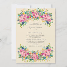 Boho Rosa Blå Gula Blommor Bröllop