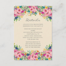 Boho Rosa Blå Gula Blommor Bröllopsdetaljer