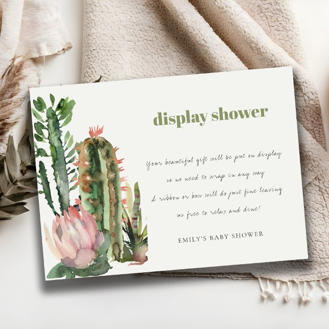 BOHO ROSA BLOMMIG ÖKENKAKTUS DISPLAY BABYSHOWER TILLÄGGSKORT (Skapare uppladdad)