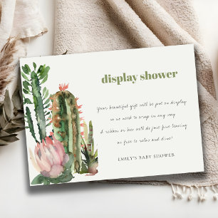 BOHO ROSA BLOMMIG ÖKENKAKTUS DISPLAY BABYSHOWER TILLÄGGSKORT