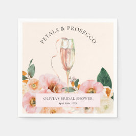 Boho Rosa Blommiga Kronblad & Prosecco Pappersservett