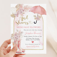 Boho  Rosa Blommigt April Shower Baby Shower