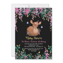 Boho Rosa Blommigt Baby Hjort Shower-inbjudan