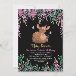Boho Rosa Blommigt Baby Hjort Shower-inbjudan Inbjudningar