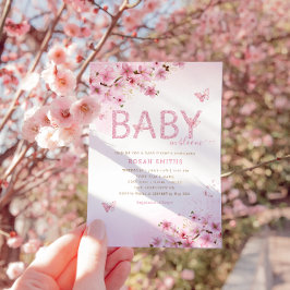 Boho Rosa Blommigt Baby i Bloom Girl Baby Shower Inbjudningar