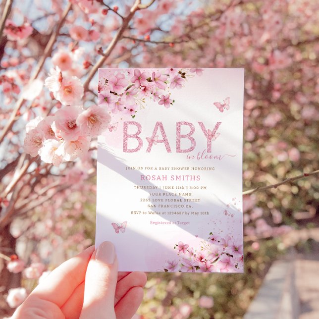Boho Rosa Blommigt Baby i Bloom Girl Baby Shower Inbjudningar (Skapare uppladdad)