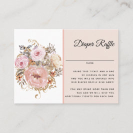 BOHO Rosa Blommigt Baby Shower Diaper Raffle Visitkort