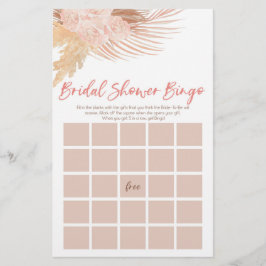 Boho Rosa Blommigt Bingo Möhippa Game Brevpapper