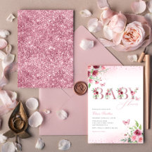 Boho  Rosa Blommigt Butterfly Girl Baby Shower