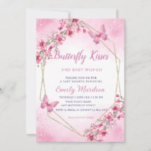 Boho rosa Blommigt Butterfly Kisses Girl Baby Show