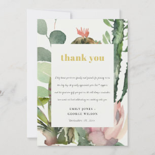 BOHO ROSA BLOMMIGT CACTI FOLIAGE BRÖLLOP TACK INBJUDNINGAR
