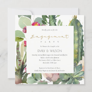 BOHO ROSA BLOMMIGT CACTI FOLIAGE FÖRLOVNING INBJUDNINGAR