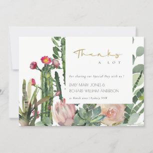 BOHO ROSA BLOMMIGT DESERT CACTI FOLIAGE BRÖLLOP TACK KORT