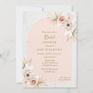 Boho Rosa Blommigt Digital Möhippa Party Inbjudningar
