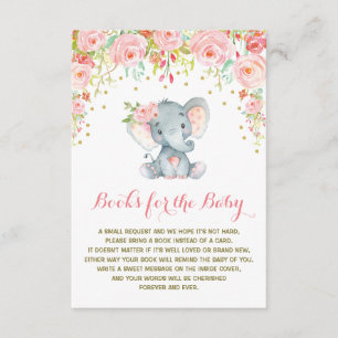 Boho Rosa Blommigt Elephant har ett Bok-inmatnings Tilläggskort