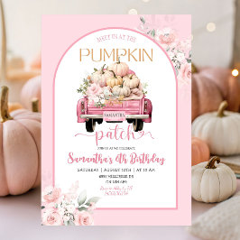 Boho Rosa Blommigt Fall Theme Pumpkin Patch Birthd Inbjudningar