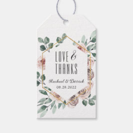 Boho  Rosa Blommigt Geometric Tack Presentetikett