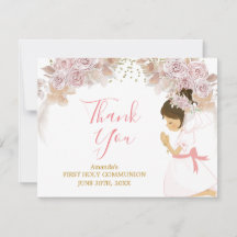 Boho Rosa Blommigt Girl Girl First Heliga Communio