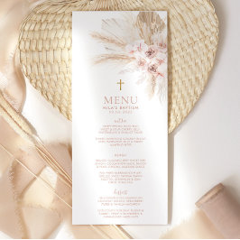 Boho Rosa Blommigt Girls Baptism Christening Menu Meny