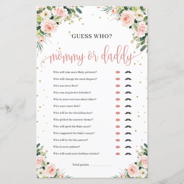 Boho  rosa blommigt grönt mamma eller pappa-spel (Framsida)