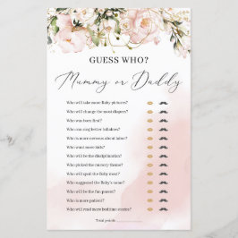 Boho rosa blommigt guld mamma- eller pappa-spel