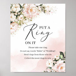 Boho rosa blommigt guld satte ett ring på underte poster