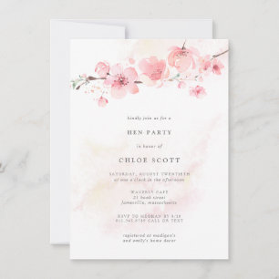 Boho  Rosa Blommigt Hen Party Inbjudan