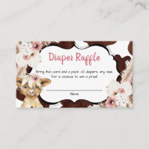 Boho Rosa Blommigt Highland Cow Diaper Raffle