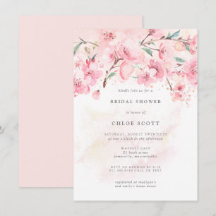 Boho  Rosa Blommigt Inbjudningskort för möhippan