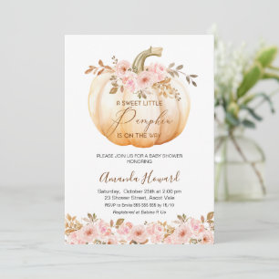 Boho Rosa Blommigt Little Pumpkin Baby Shower Inbjudningar