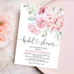 Boho Rosa Blommigt Möhippa Inbjudningar
